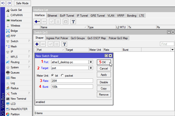 swshaper3 traffic shaper per poort
