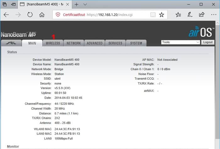 ubnt-point-to-point22 wifi verbinding